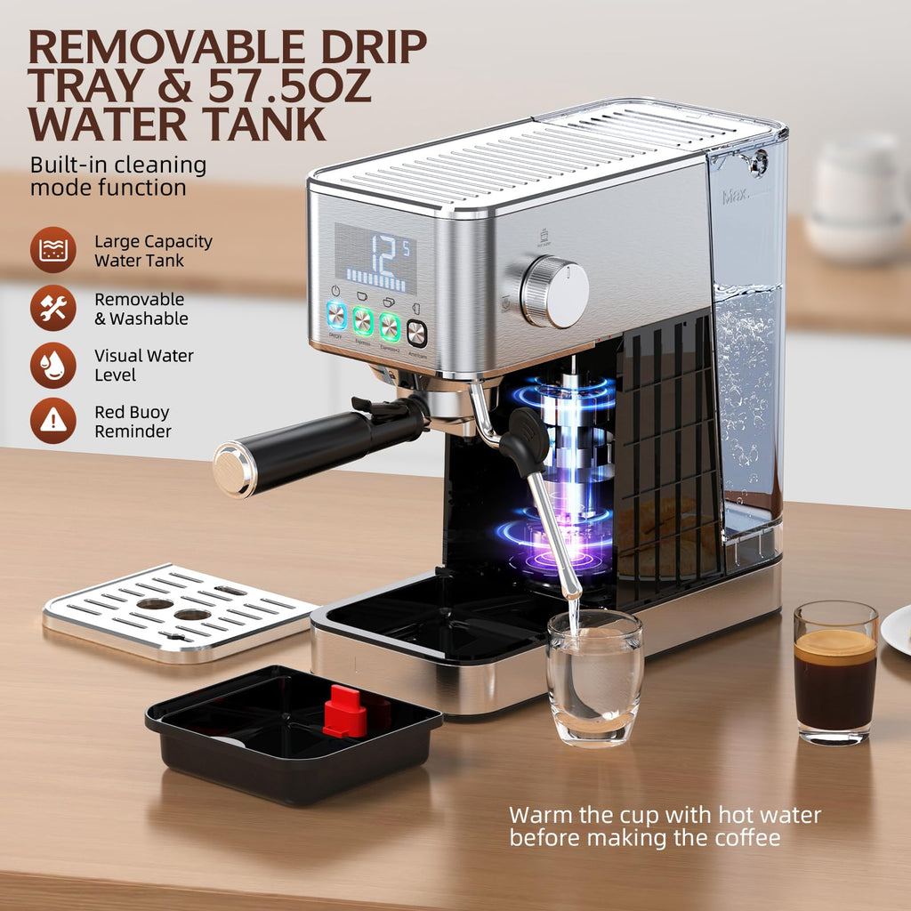 Espresso Machine 20BAR, Steam Frorther & Cold Brew, Stainless Steel