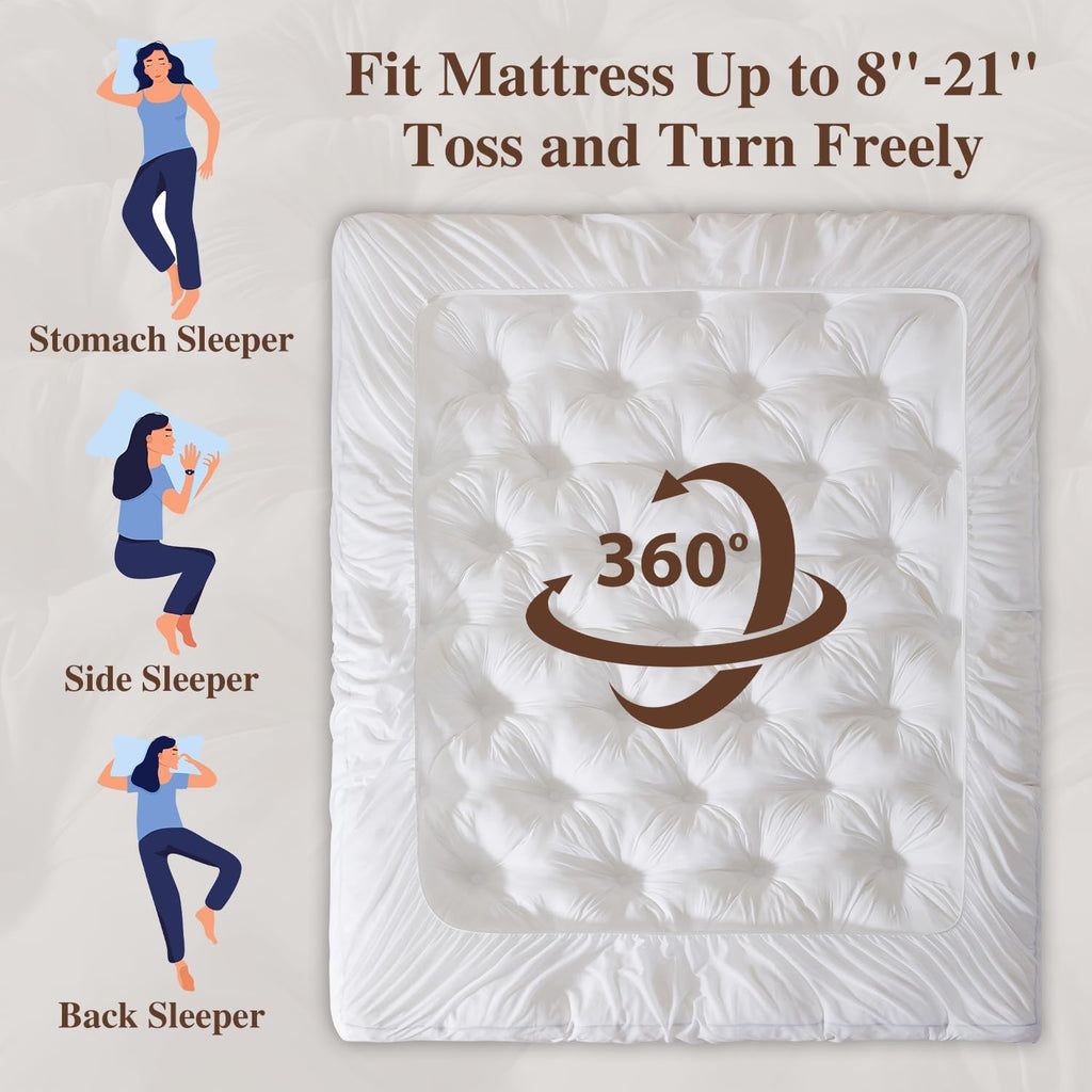 5 Inch Memory Foam Mattress Topper (Queen, 60x80),Deep Pocket | 2000GSM Fluffy Shredded Memory Foam Filled, Extra