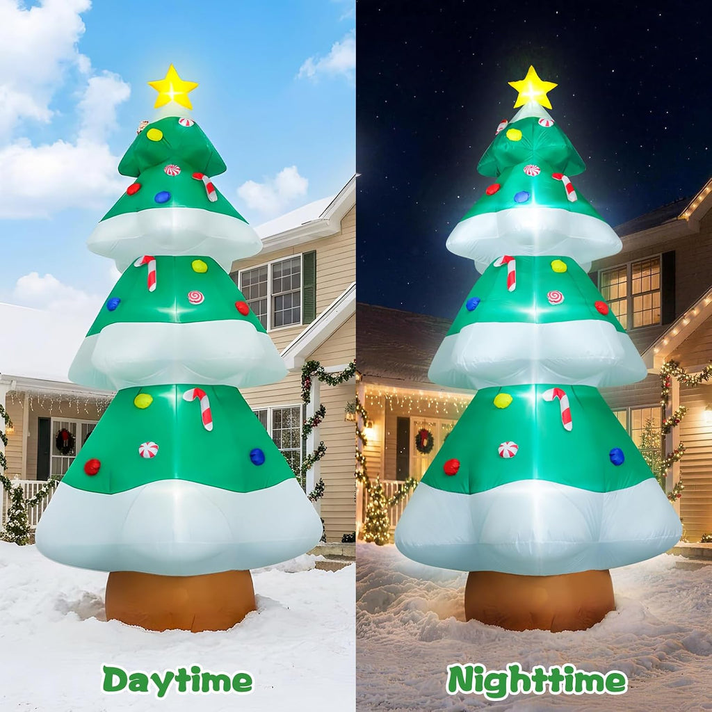 10 FT Christmas Inflatables Tree Decorations, Giant Blow-Up Tree Yard Decor