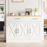 43” Sideboard Buffet Cabinet with Storage, Farmhouse Coffee Bar with Drawers and Shelves