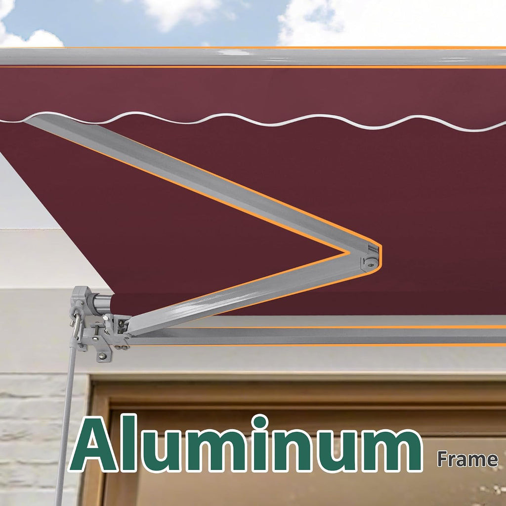 Patio Awning 12x8 Feet Sunshade Canopy for Manual Retractable Awnings, with Aluminum Frame and 280G Polyester Fabric