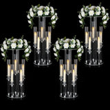 4PCS 5 Arm Candelabra,Clear Centerpiece for Table,Acrylic Centerpiece Stand,Acrylic Candle Holdertmas