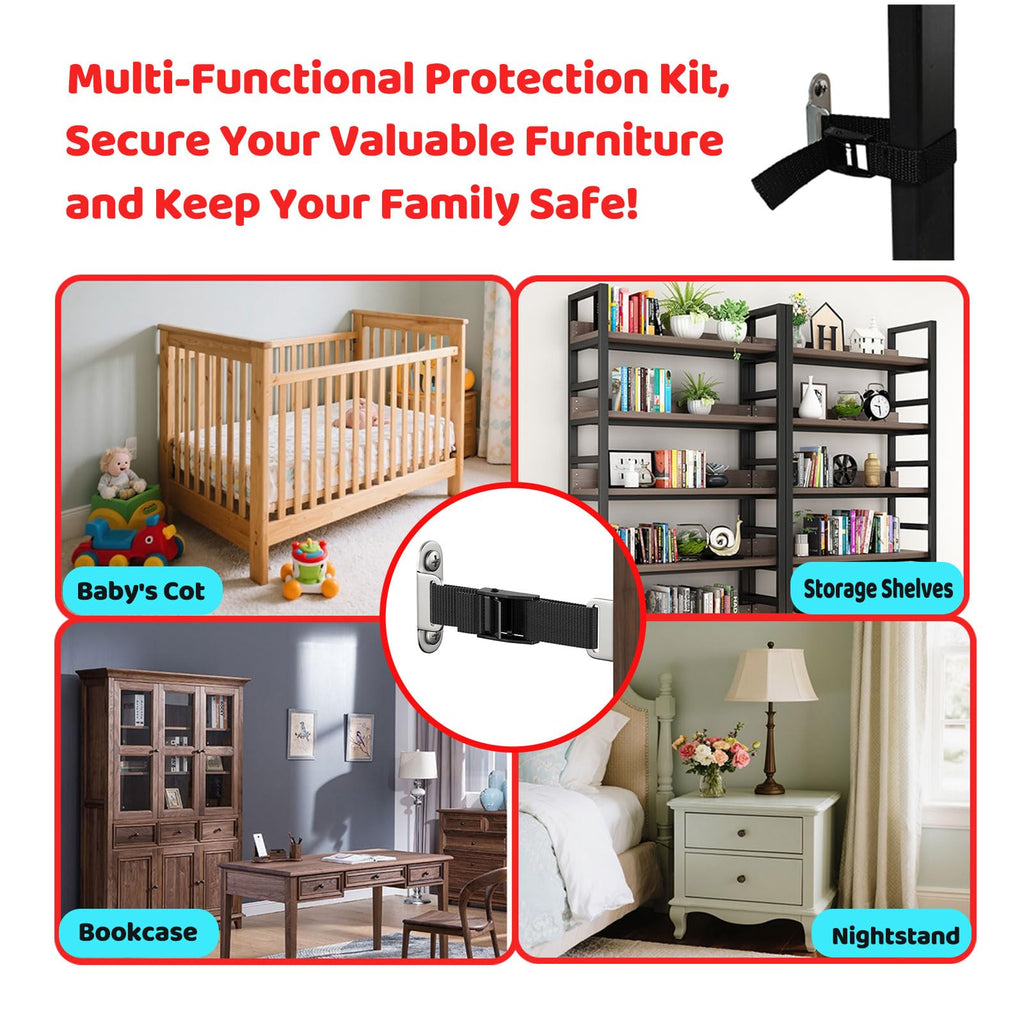Furniture Anchors,2 Sets,Anti Tip Furniture Wall Anchor for Baby Proofing