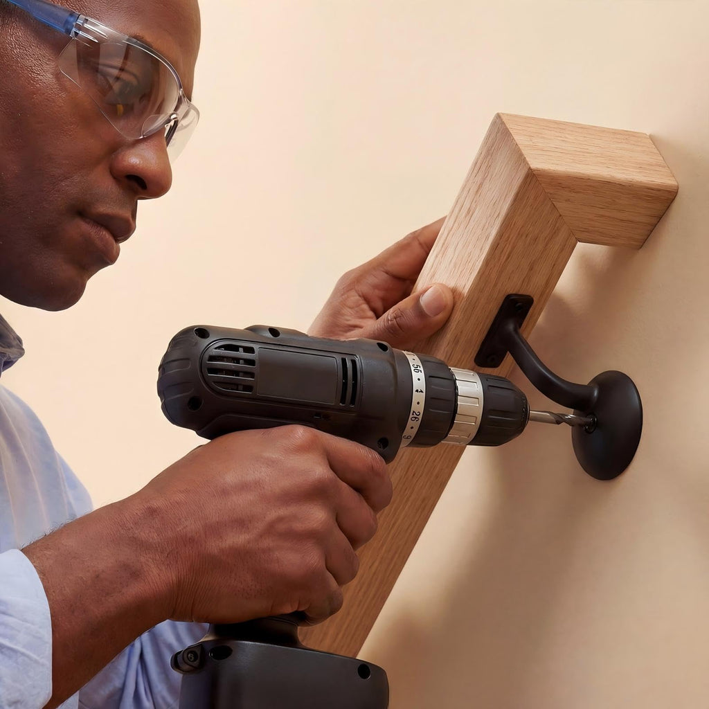 6002 Red Oak Handrail Kit 5 ft with Wall Returns and Wall Mount Brackets Indoor Wood Stairs Handrails Included Screws
