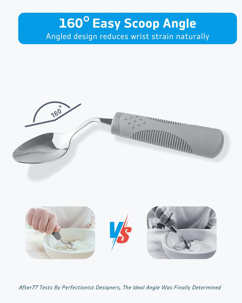 Adaptive Utensils (4-Piece Set) Weighted 5 oz - 42° Angled Utensils for Parkinson's Patients, Hand Tremors, Arthritis