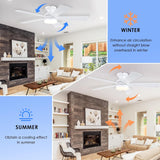 White Ceiling Fans with Lights - 46" Flush Mount Low Profile Ceiling Fan Light with 5 Double-Sided Blades, 6 Speeds 3CCT Reversible Motor, Modern Ceiling Fan for Indoor/Outdoor Patios A101-B0DKDZR3JH