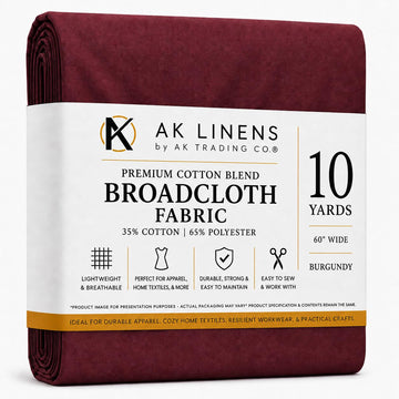 60" Wide Premium Cotton Blend Broadcloth Fabric by The Yard - Burgundy