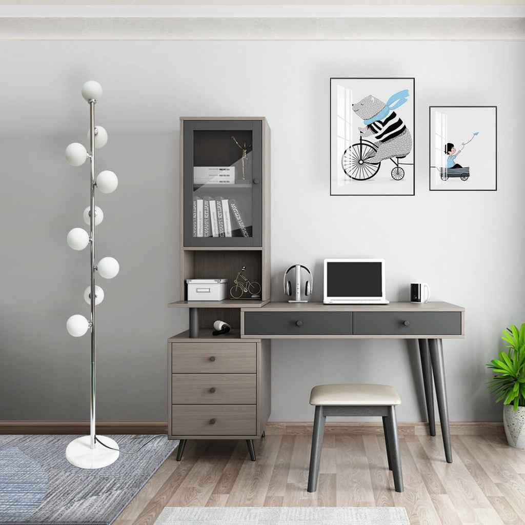 Modern Creative Floor Lamp,Globe High Pole Standing Lamp, Tree Lamp Chrome Finish,9 Bulbs Included