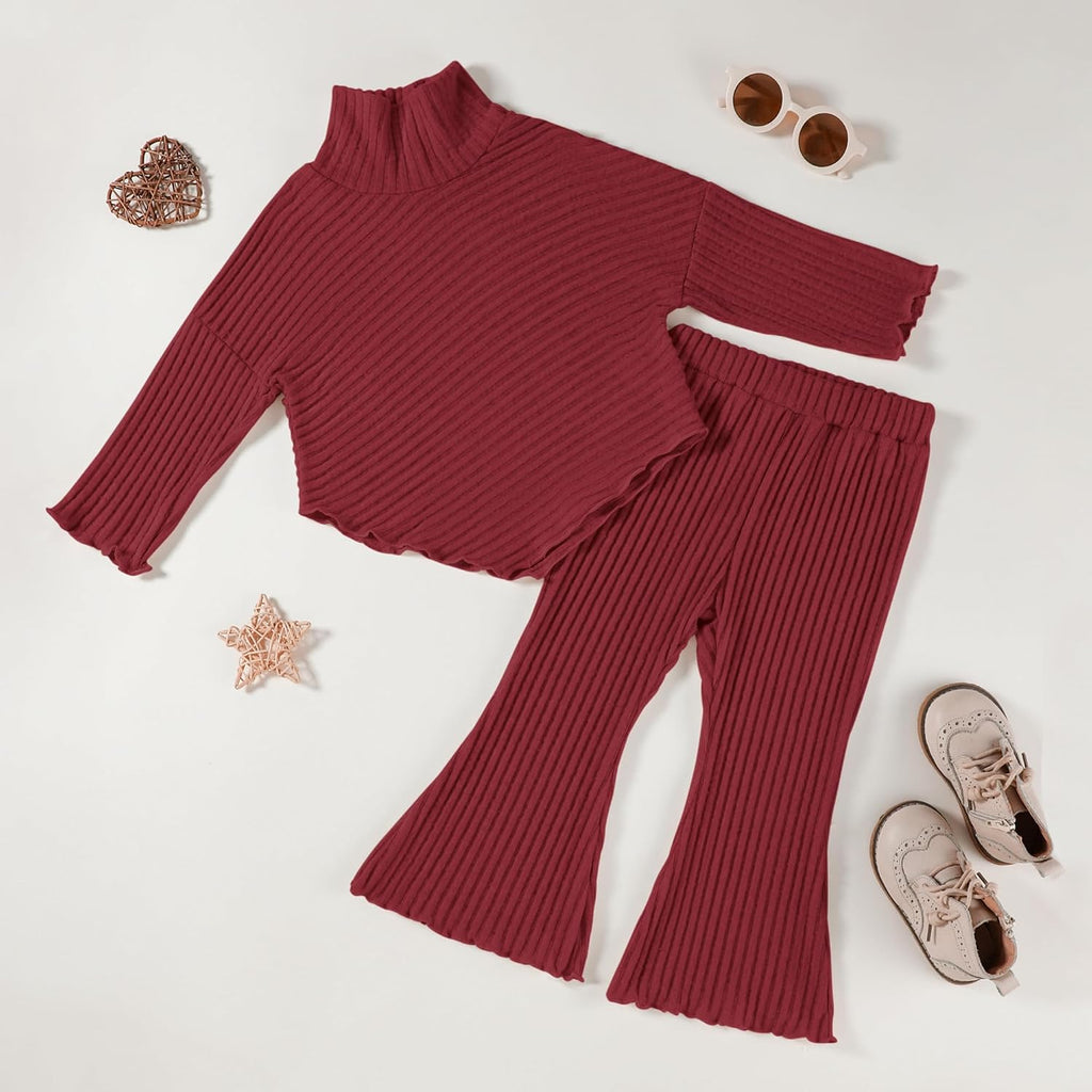 Toddler Girls Long Sleeve Ribbed Knit 2 Piece Set