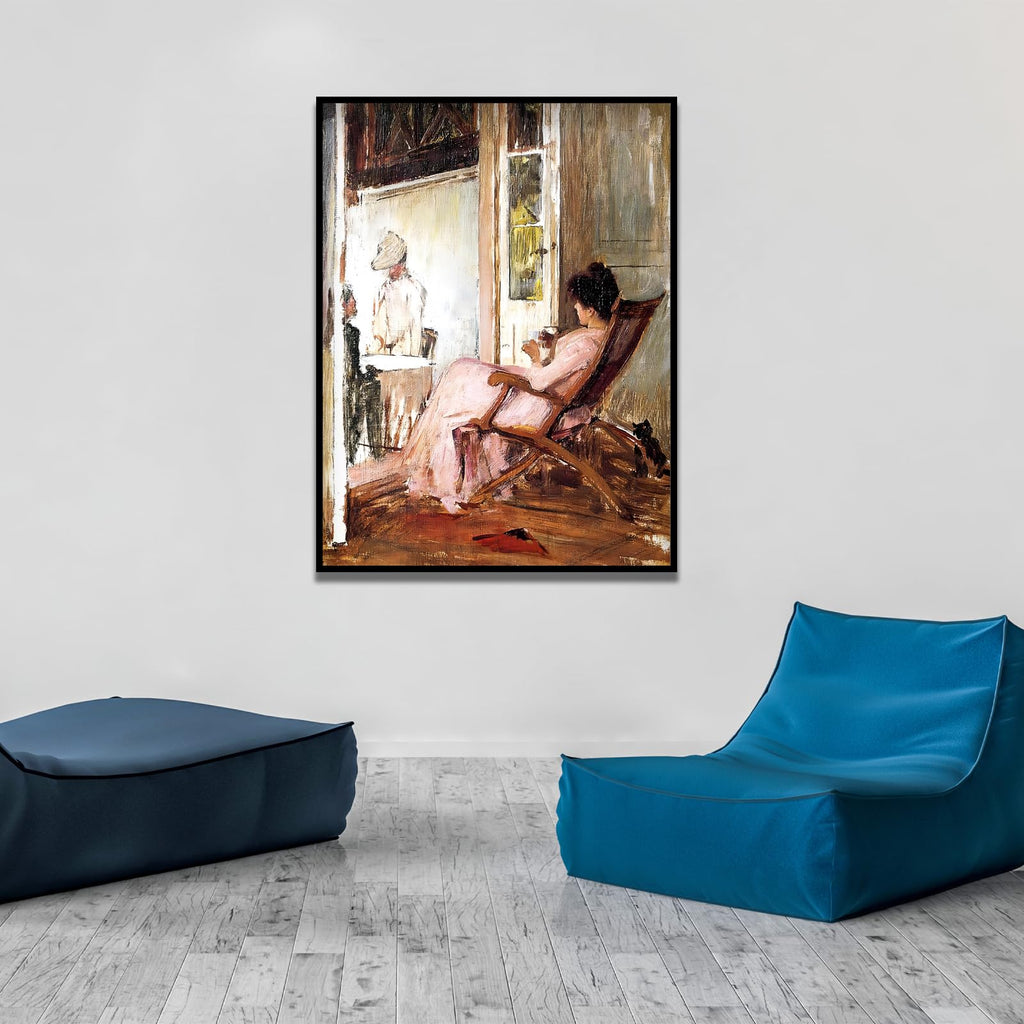 John William Waterhouse Canvas Wall Art -Loggia Poster- Waterhouse Drawing Loggia Vibrant Color Vivid Image Vintage