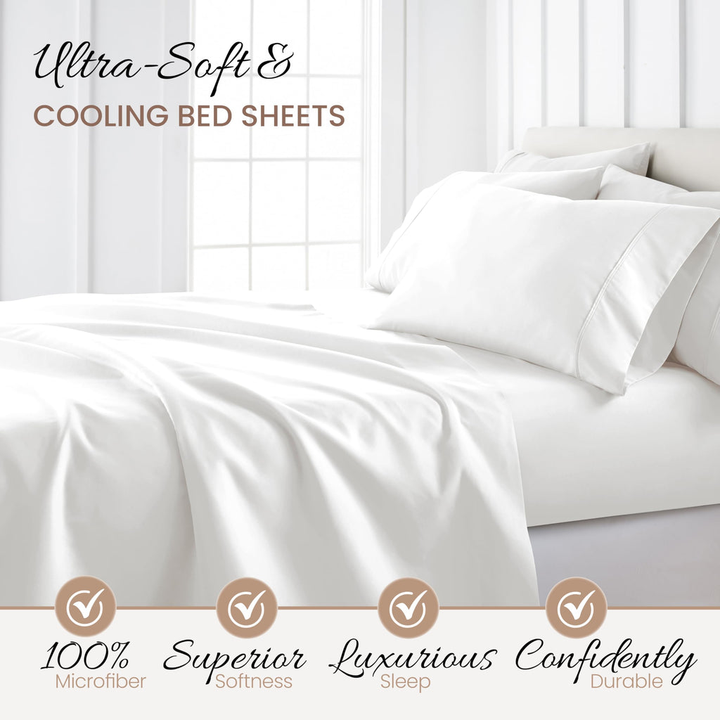Brushed Microfiber Twin Sheet Set 3 Piece - Oeko-TEX Certified Ultra Soft & Wrinkle-Free - 16" Deep Pocket Sheets
