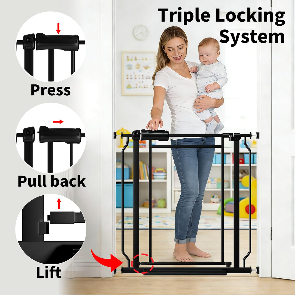 Clera Baby Gate 66.93-74.8" Extra Wide Pressure Mounted Easy Walk Through Auto Close Safety Toddler Kids Child Dog