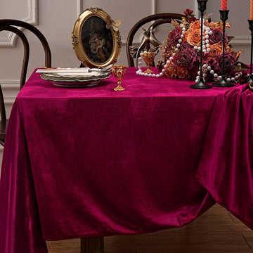 Burgundy Velvet Tablecloth 60x102 Inch Soft Rectangular Table Overlay