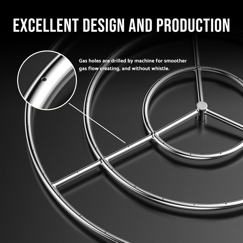 36-Inch Round Fire Pit Burner Ring, 304 Stainless Steel