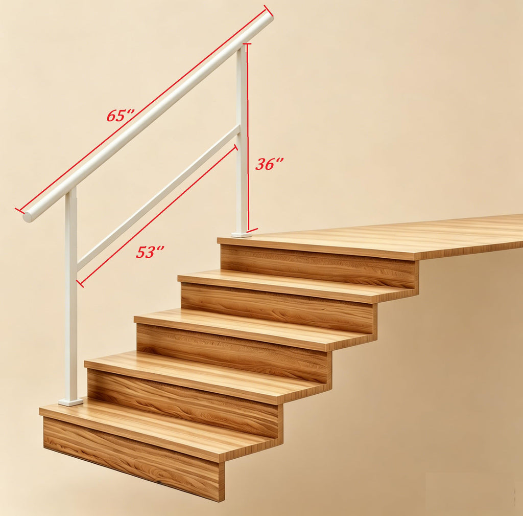 2 Pack Hand Rails for Outdoor Steps, 5 Step White Railing Kit