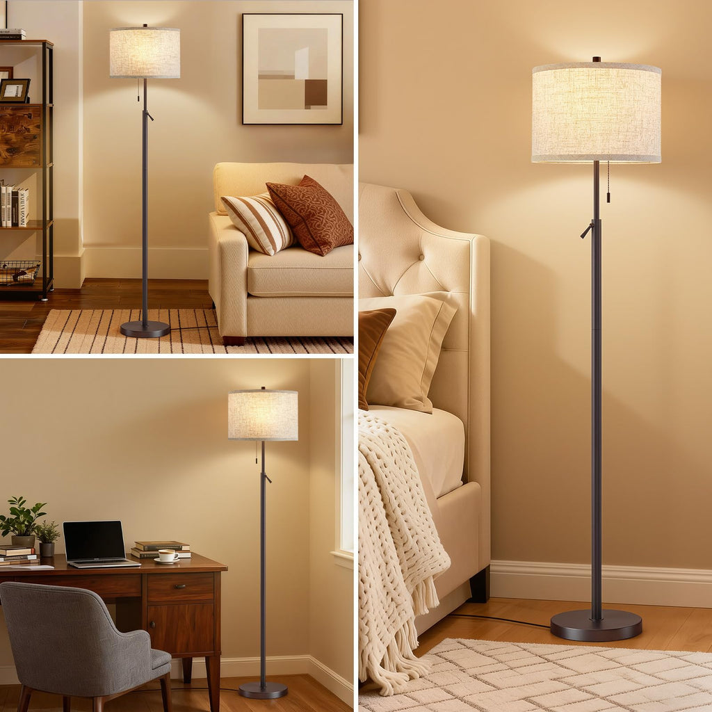 Marble Floor Lamp, Adjustable Height Standing Lamp with Marble Base Tall Lamp with White Shade Floor Lamps Bulbs Not