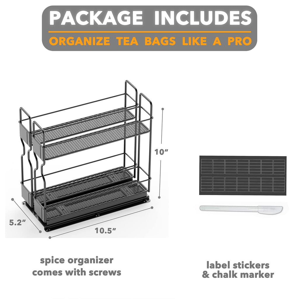 Pull Out Spice Rack Organizer for Cabinet, Heavy Duty Slide Out Seasoning Kitchen Organizer, Cabinet Organizer