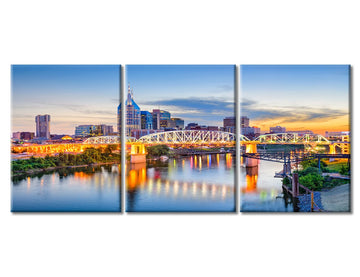 Wall Bedroom Nashville Tennessee Skyscrapers Skyline Posters America Broadway Cityscape Prints for Wall Decor 3 Piece