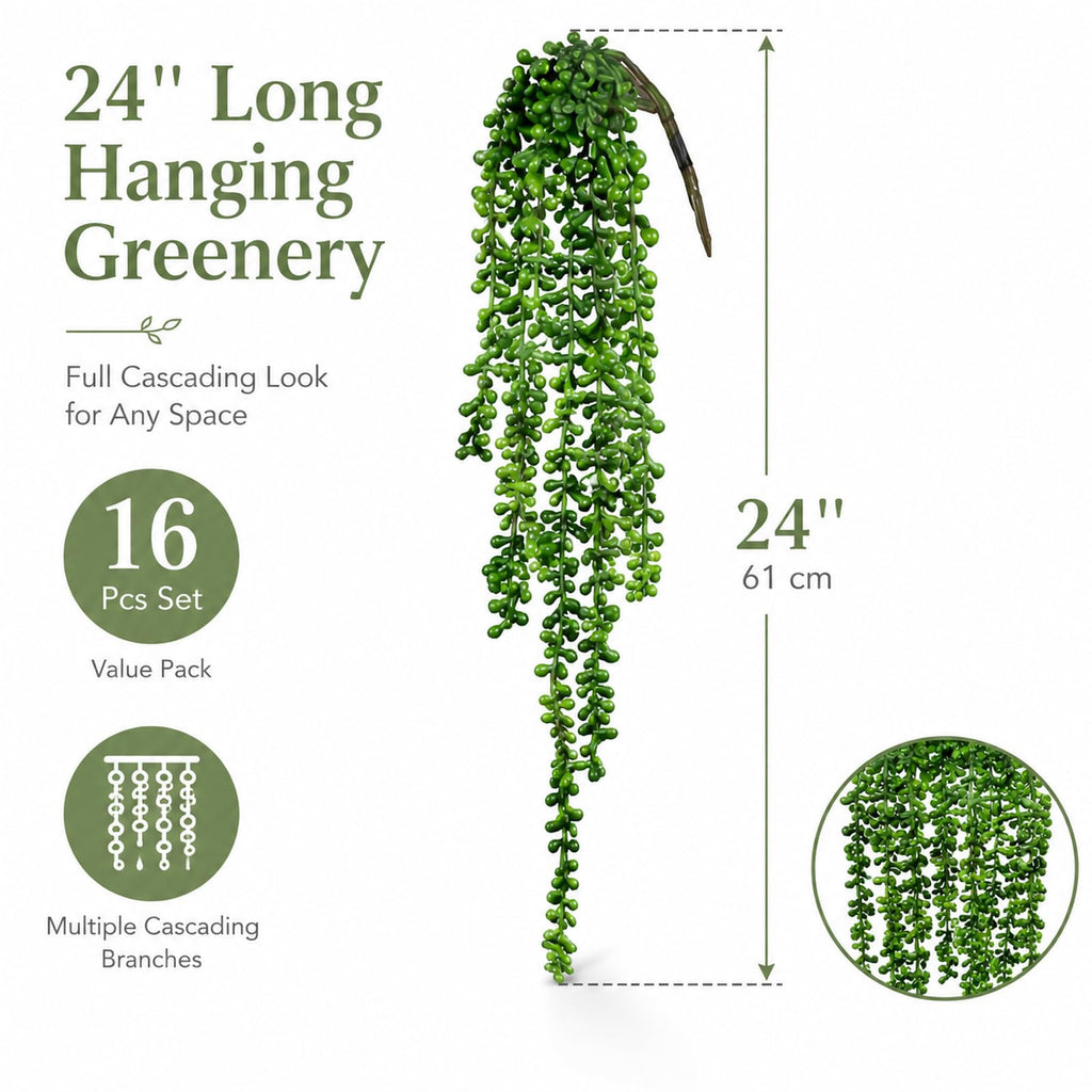 32 Pcs Artificial Succulents Bulk Hanging Plants 24 Inches