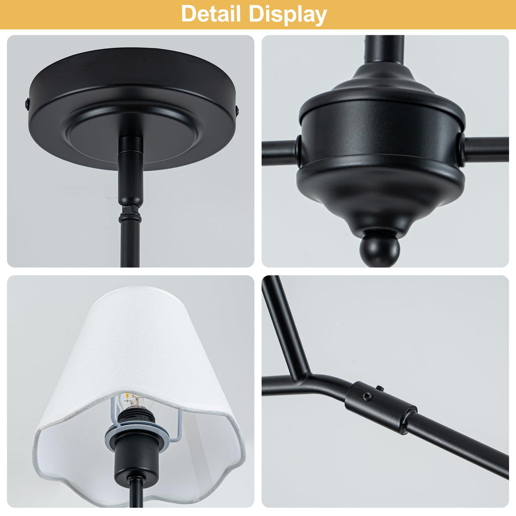 47" Modern Linear Dining Room Light Fixture,4-Light Black Chandelier