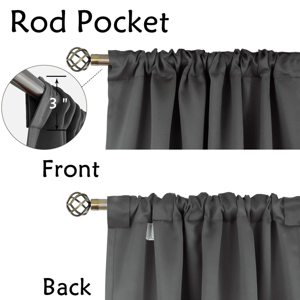 Dark Grey 84 Inch Blackout Curtains, 2 Window Panels