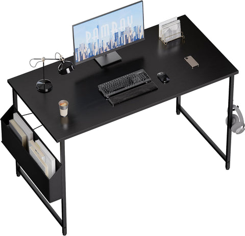 47 Inch Computer Desk for Small Spaces with Storage Bag, Home Office Work Desk with Headphone Hook