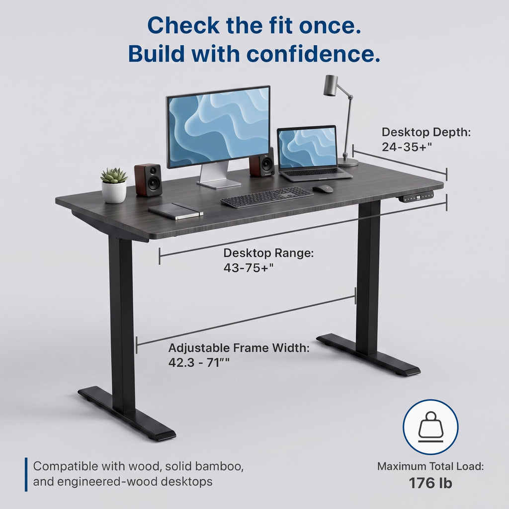 Electric Dual Motor Standing Desk Frame 2-Stage (Black)