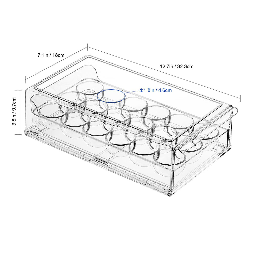 Egg Container for Refrigerator BPA Free Refrigerator Organizer Bins,Stackable Egg Holder for Refrigerator,18 Egg
