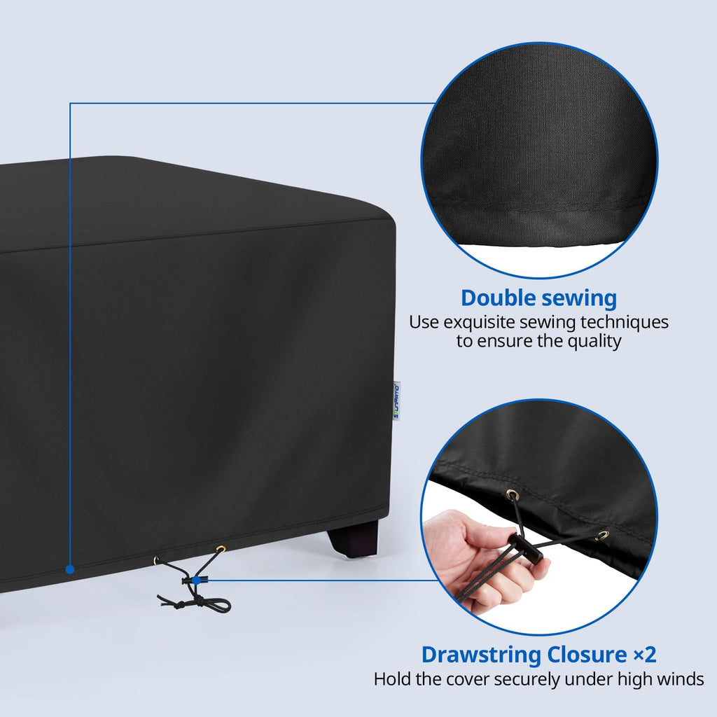 Outdoor Ottoman Cover, Waterproof Square Coffee Table Cover, Patio Furniture Side Table Cover, All Weather