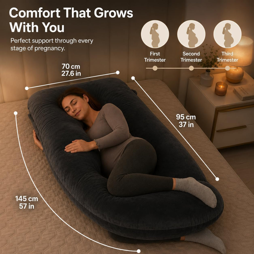 U Shape Pregnancy Pillow - Full Body Maternity Pillow for Sleeping | Side Sleeper Support for Back, Belly, Hip & Leg