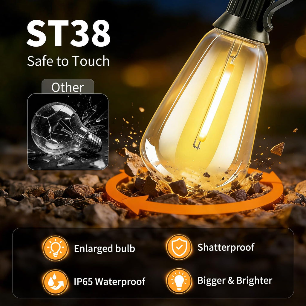 82FT Solar String Lights Outdoor, Waterproof, Dimmable Remote