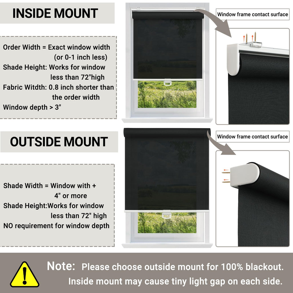 Light Filtering Solar Shades for Indoor Windows, Black