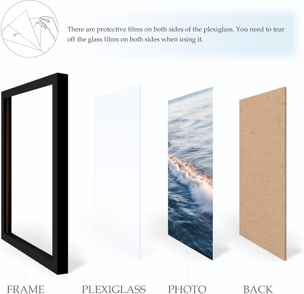 24x36 Poster Frame Black, with Plexiglass and Wall Mounting, 1 Pack | Poster Frames 24 x 36 inches or 24x36 Picture