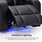 CANMOV Power Home Theater Seating, Set of 2 PU Leather Electric Recliner Chair with USB Tape-C Ports, LED Light