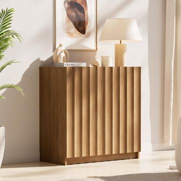 Modern Buffet Cabinet with Storage, 31.5" Wide Fluted Arched Sideboard Cabinets with Adjustable Shelves, Wooden
