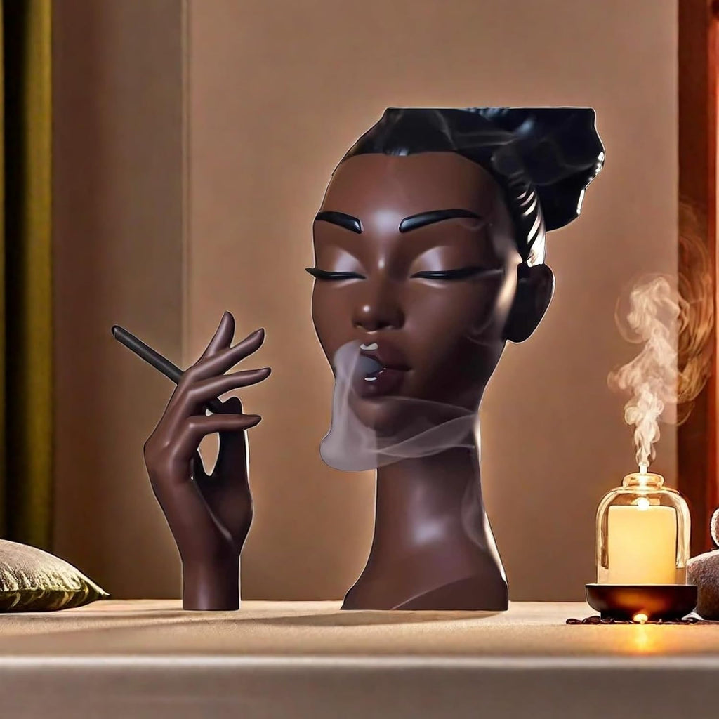 Elegant Head Incense Black Woman Burner, Modern Design, Stylish Incense Holder Black Women, Sophisticated Home Decor