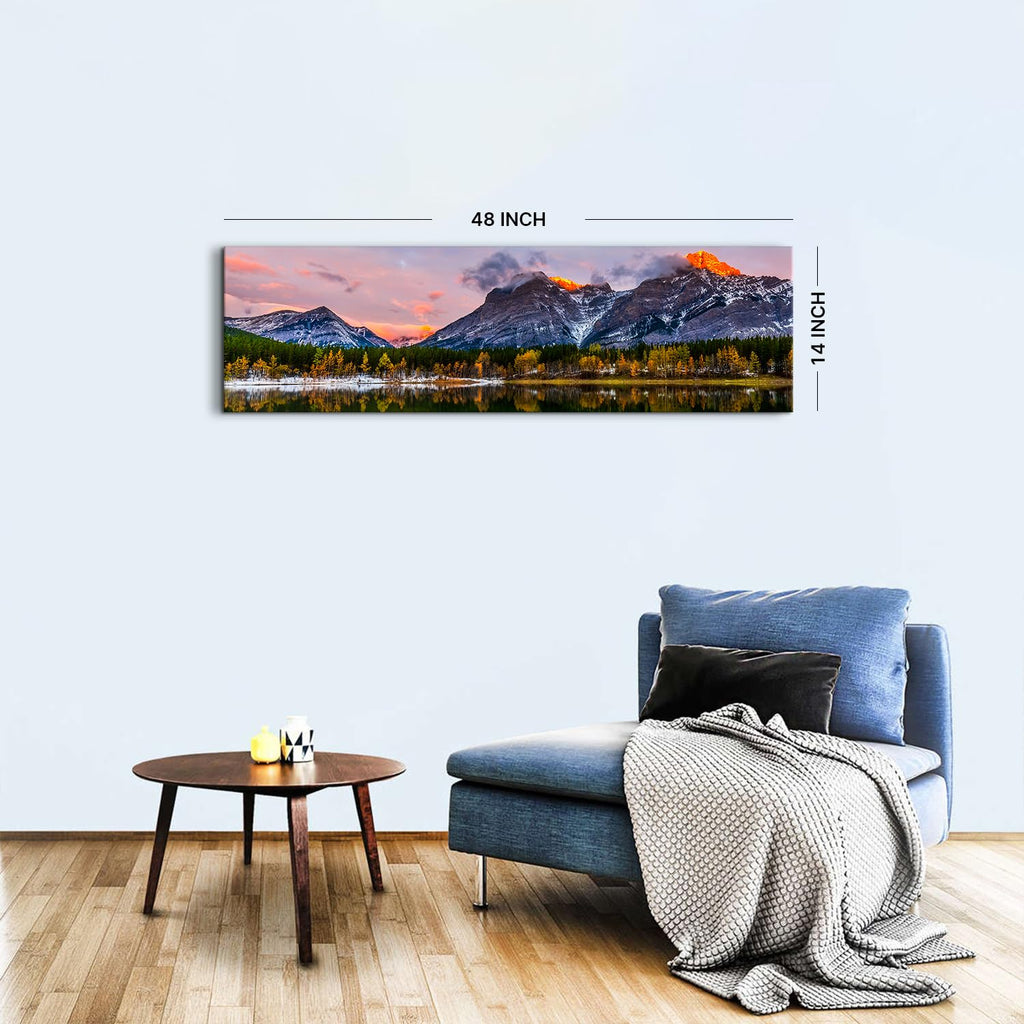 Sunset Landscape Canvas Wall Art Wall Decor Snow Mountain Forest River Nature National Park Scenery Picture Prints