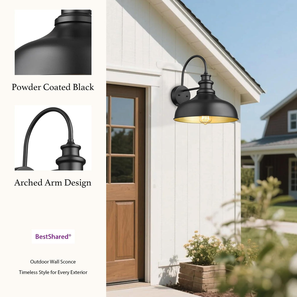 Outdoor Barn Lights, 3 Pack Farmhouse E26 Socket outdoor Lantern Lamp, Weather Resistant Industrial Exterior Wall