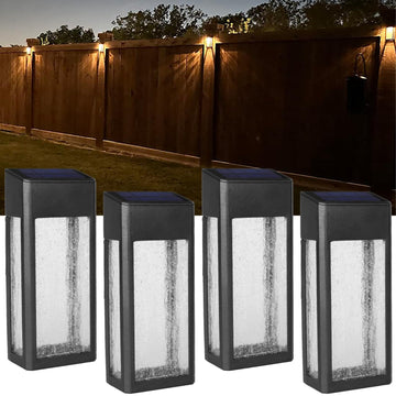 4 Pack Solar Post Accent Light/Wall Light for Outdoor Use, Body in Aluminum and Glass Waterproof