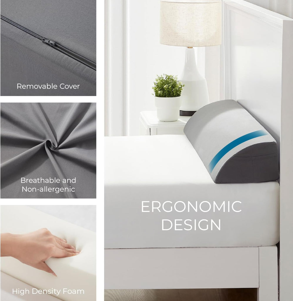 Bed Wedge Pillow for Headboard, Bed Gap Filler Cal King Size with Side Pockets, Headboard Wedge Pillow for Sleeping