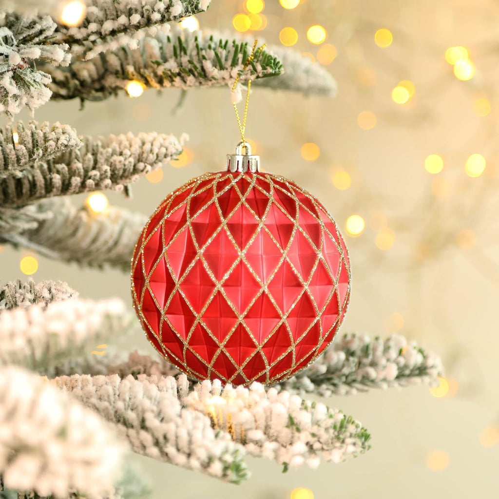 100MM/4 Inch 9PCS Large Christmas Balls Ornaments, Red and Gold