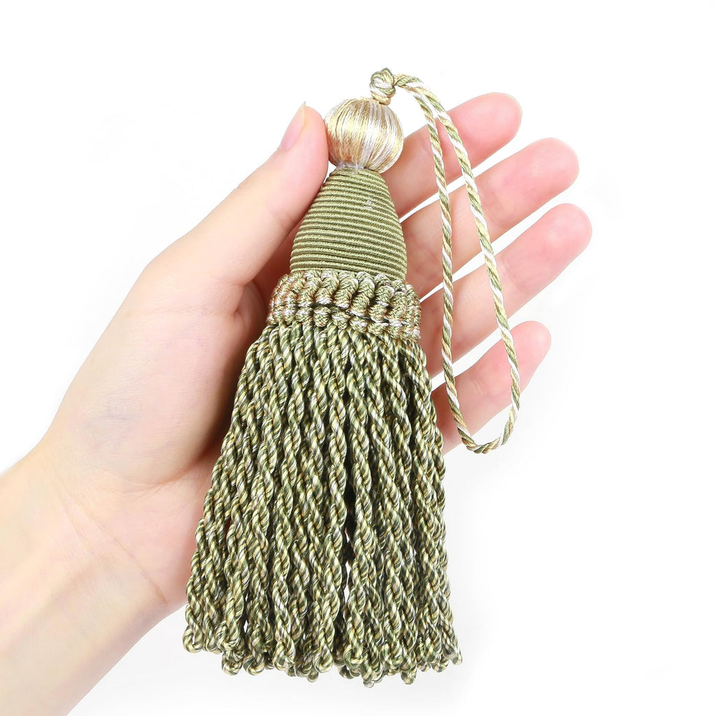 6" Large Key Tassel with 4.3" Loop Hand Crafted Tassels - 2 Pcs