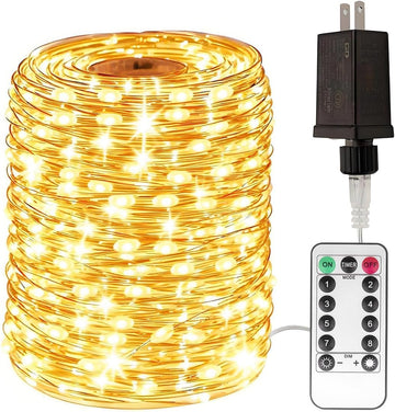 200FT Plug in Fairy Lights Silver Wire, 600 LED Twinkle Lights