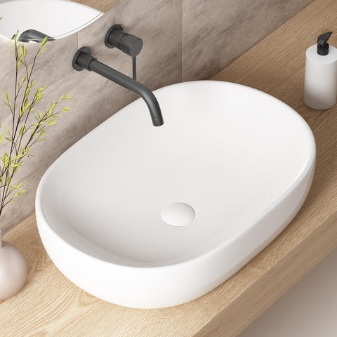 Large Bathroom Vessel Sinks, OCEALAGOON 24 x 16 Oval Bathroom Sink Bowls Above Counter