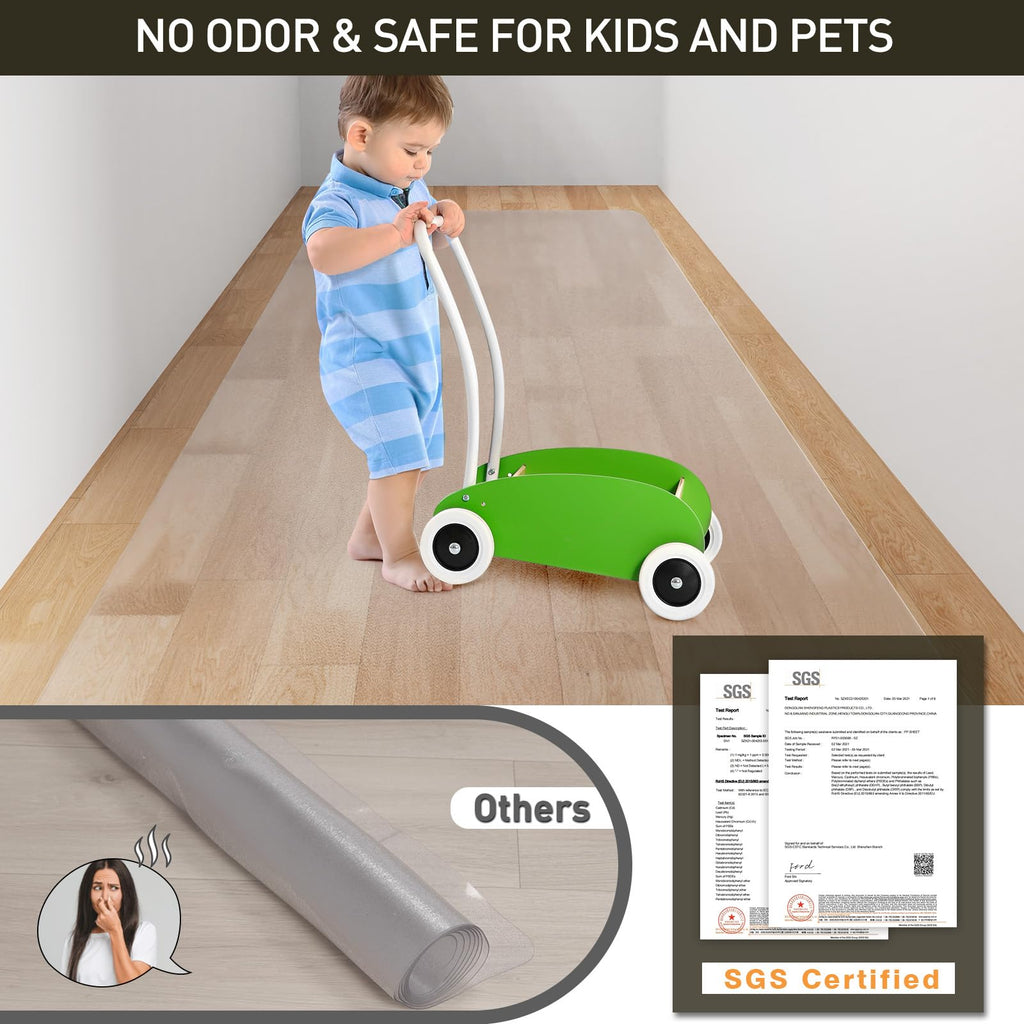 Vinyl Runner Rug, Clear Waterproof Kitchen Mat for Floor, Non-Slip Plastic Floor Mat, Easy Clean Durable