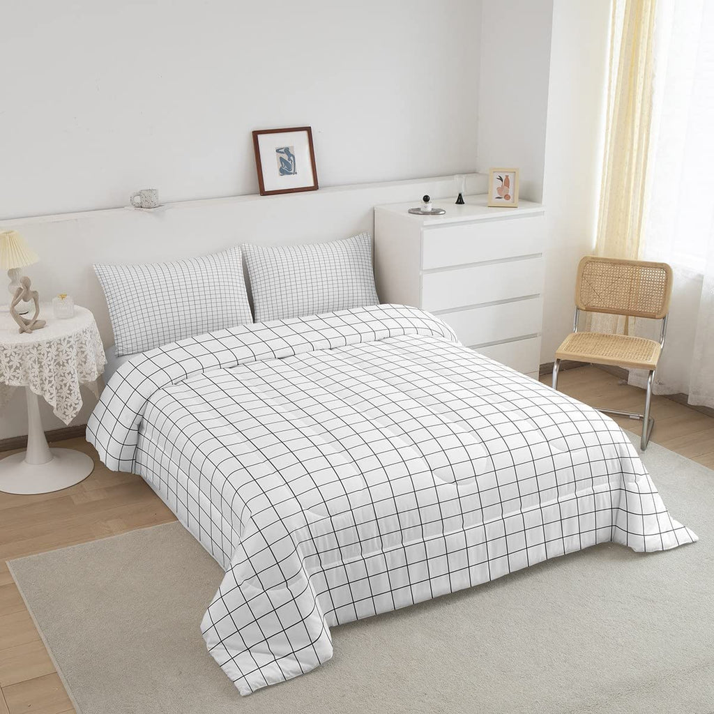 Buffalo Plaid Comforter Set Reversible Black Gray White
