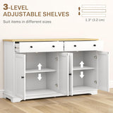 Sideboard Buffet Cabinet with Storage, 55" Modern Kitchen Cabinet with 4 Doors, 2 Drawers and 2 Adjustable Shelves