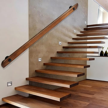 Wood Handrails, Indoor Non-Slip Staircase Handrail, Retro Rustic Wall Mount Railings Handrails, Home Loft Corridor