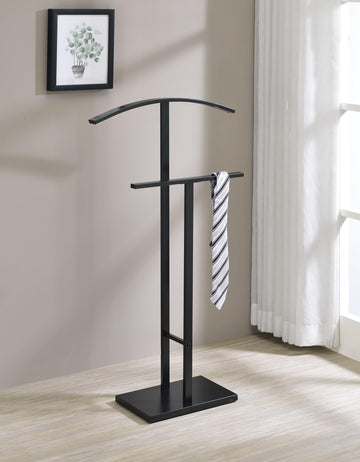 Metal Suit Valet Stand Clothing Organizer, Clothes Rack, Jacket Hanger, Tie Hanger (Black)