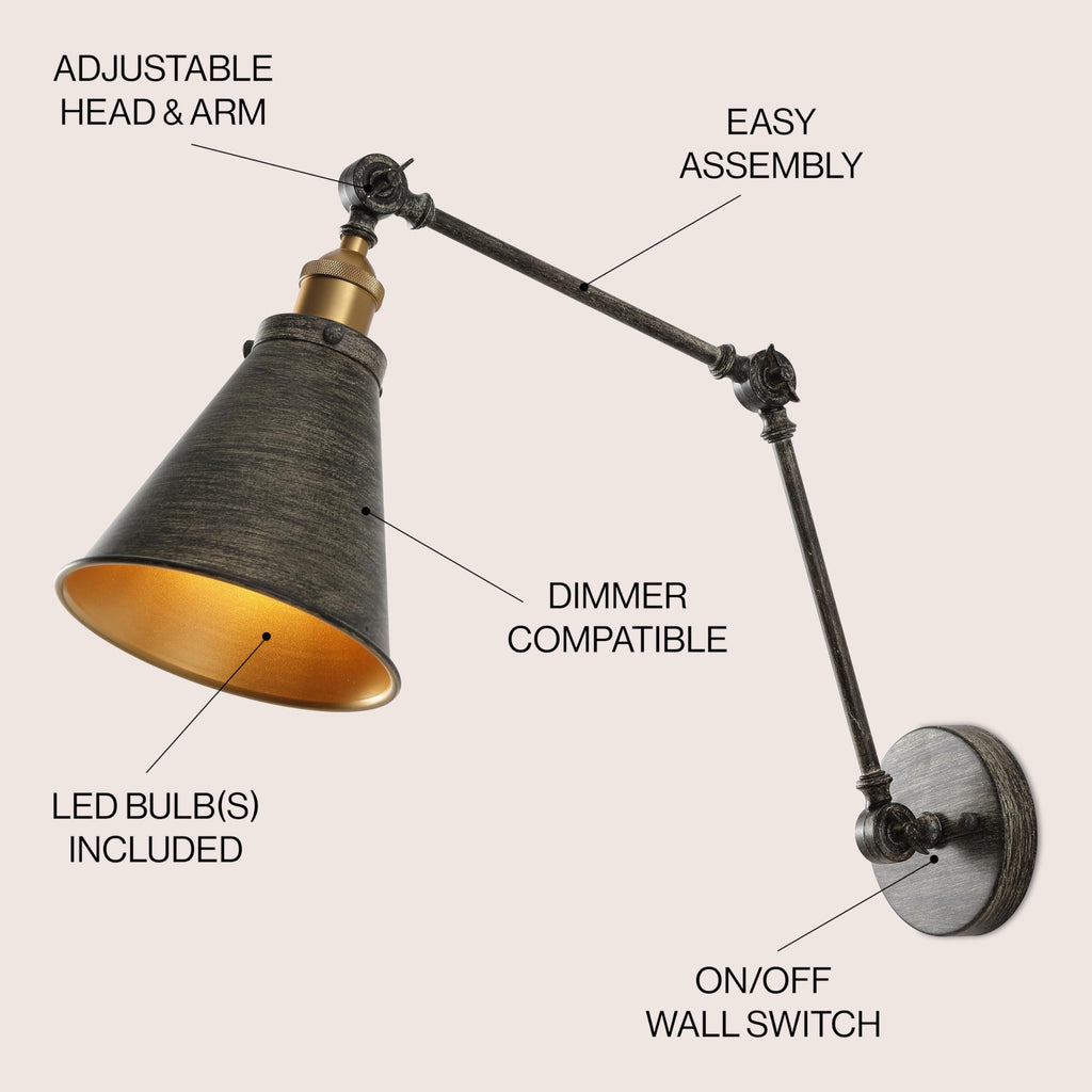 Rover 1-Light Wall Sconce 7", Rustic Dark Gray